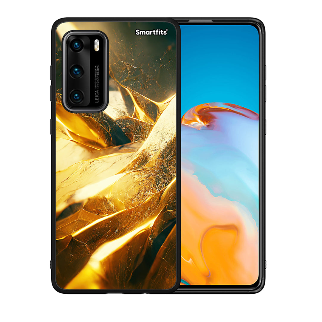Θήκη Huawei P40 Real Gold από τη Smartfits με σχέδιο στο πίσω μέρος και μαύρο περίβλημα | Huawei P40 Real Gold case with colorful back and black bezels
