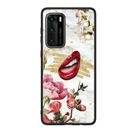 Thumbnail for Huawei P40 Red Lips θήκη από τη Smartfits με σχέδιο στο πίσω μέρος και μαύρο περίβλημα | Smartphone case with colorful back and black bezels by Smartfits