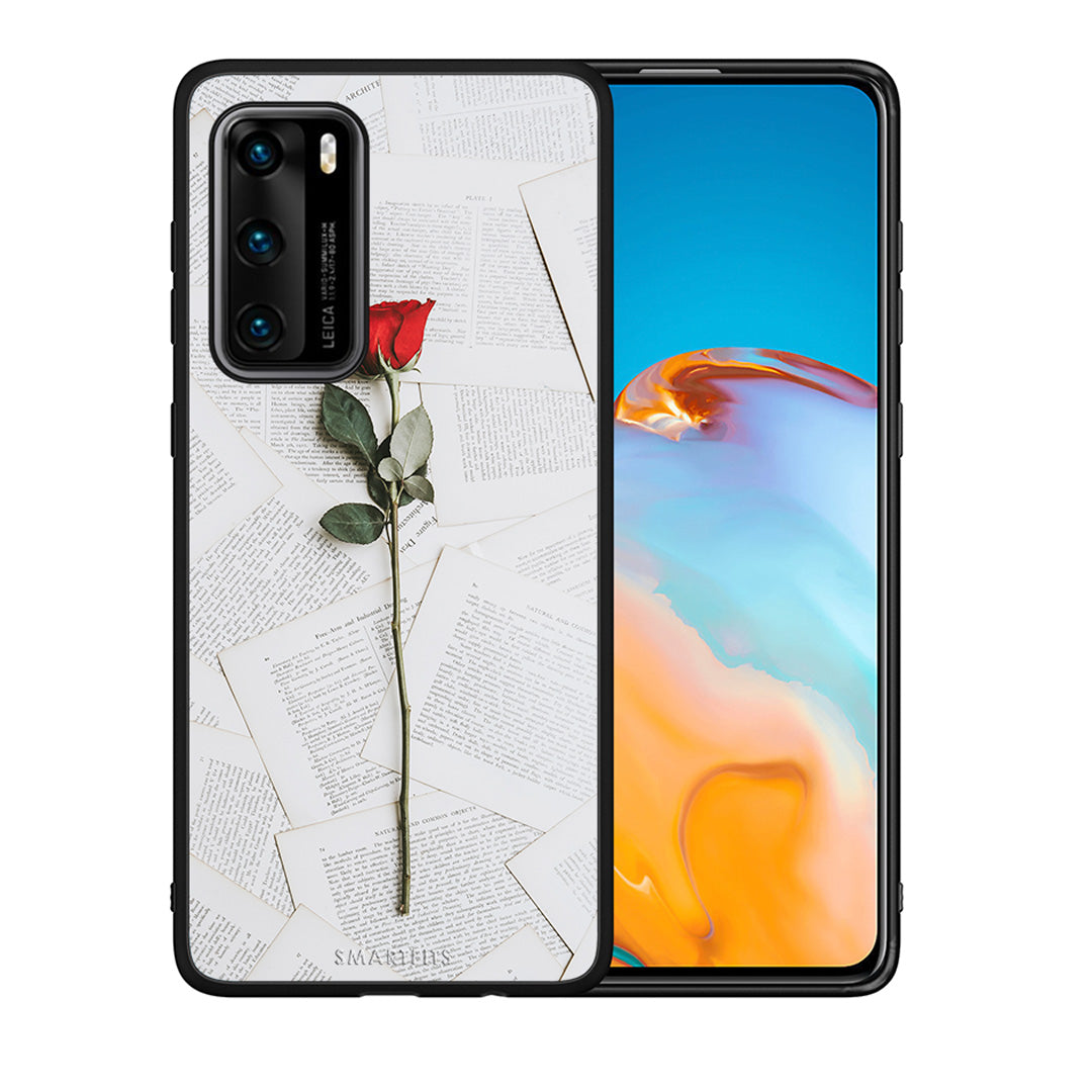 Θήκη Huawei P40 Red Rose από τη Smartfits με σχέδιο στο πίσω μέρος και μαύρο περίβλημα | Huawei P40 Red Rose case with colorful back and black bezels