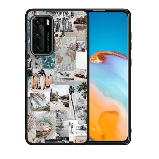 Θήκη Huawei P40 Retro Beach Life από τη Smartfits με σχέδιο στο πίσω μέρος και μαύρο περίβλημα | Huawei P40 Retro Beach Life case with colorful back and black bezels