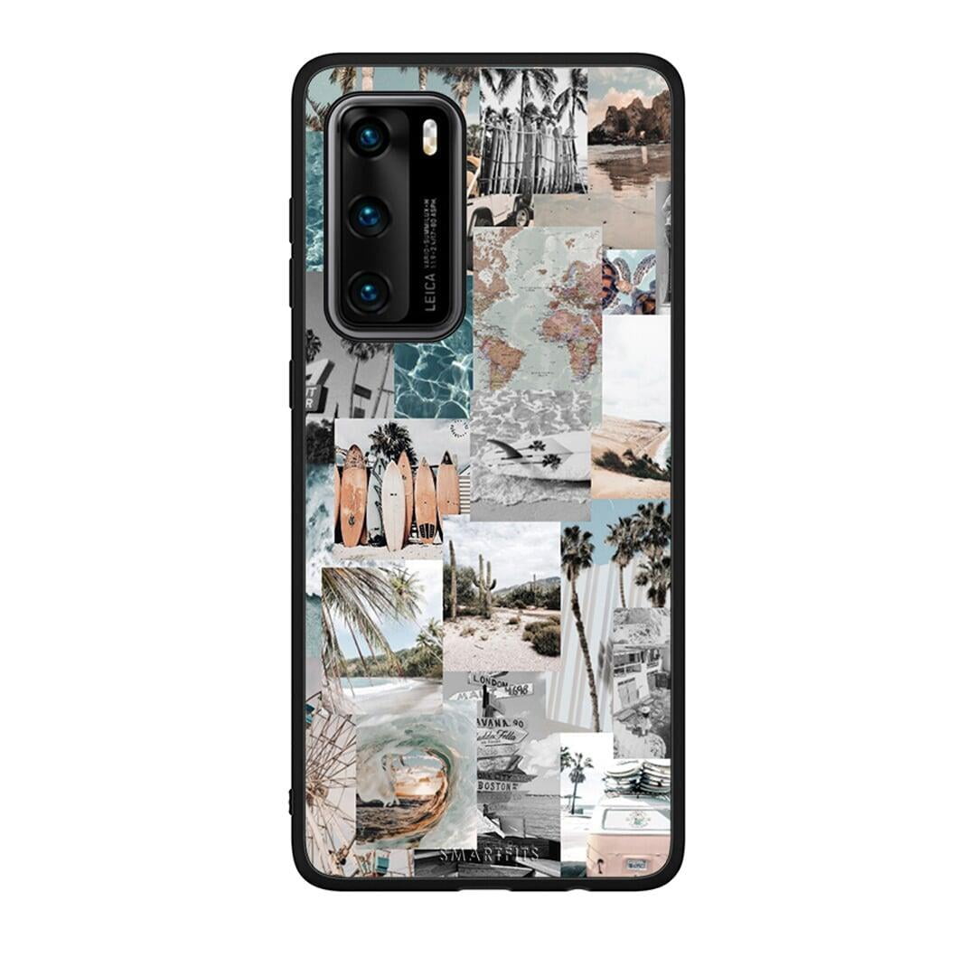 Huawei P40 Retro Beach Life Θήκη από τη Smartfits με σχέδιο στο πίσω μέρος και μαύρο περίβλημα | Smartphone case with colorful back and black bezels by Smartfits