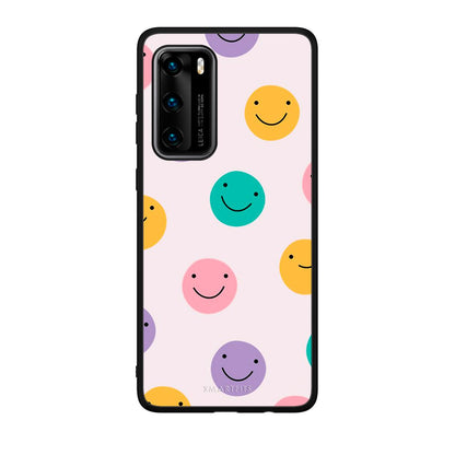 Huawei P40 Smiley Faces θήκη από τη Smartfits με σχέδιο στο πίσω μέρος και μαύρο περίβλημα | Smartphone case with colorful back and black bezels by Smartfits