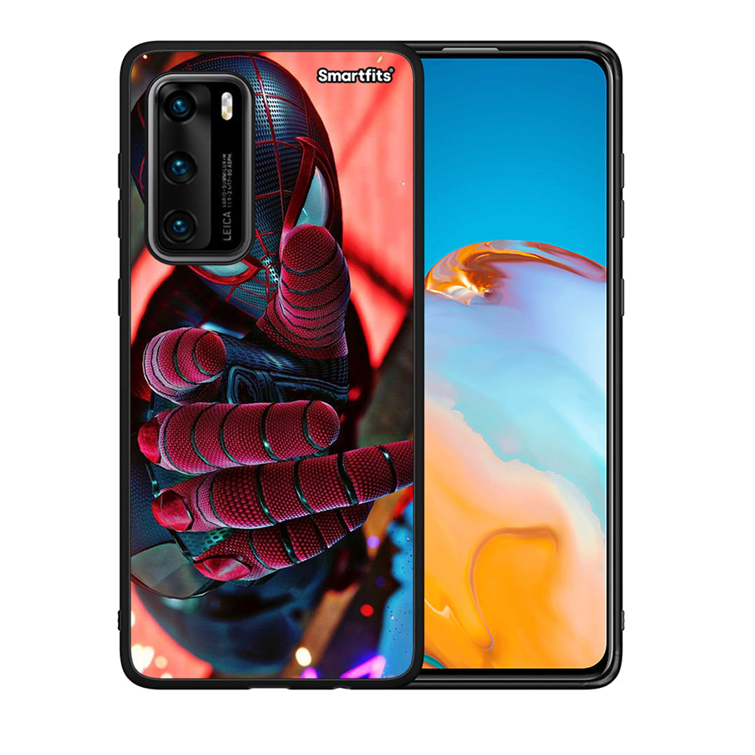 Θήκη Huawei P40 Spider Hand από τη Smartfits με σχέδιο στο πίσω μέρος και μαύρο περίβλημα | Huawei P40 Spider Hand case with colorful back and black bezels