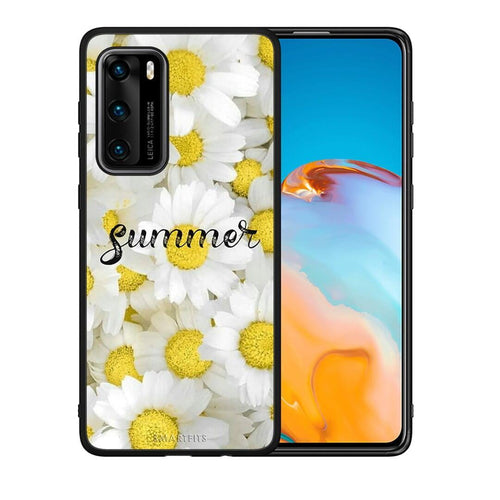 Θήκη Huawei P40 Summer Daisies από τη Smartfits με σχέδιο στο πίσω μέρος και μαύρο περίβλημα | Huawei P40 Summer Daisies case with colorful back and black bezels