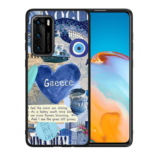 Θήκη Huawei P40 Summer In Greece από τη Smartfits με σχέδιο στο πίσω μέρος και μαύρο περίβλημα | Huawei P40 Summer In Greece case with colorful back and black bezels