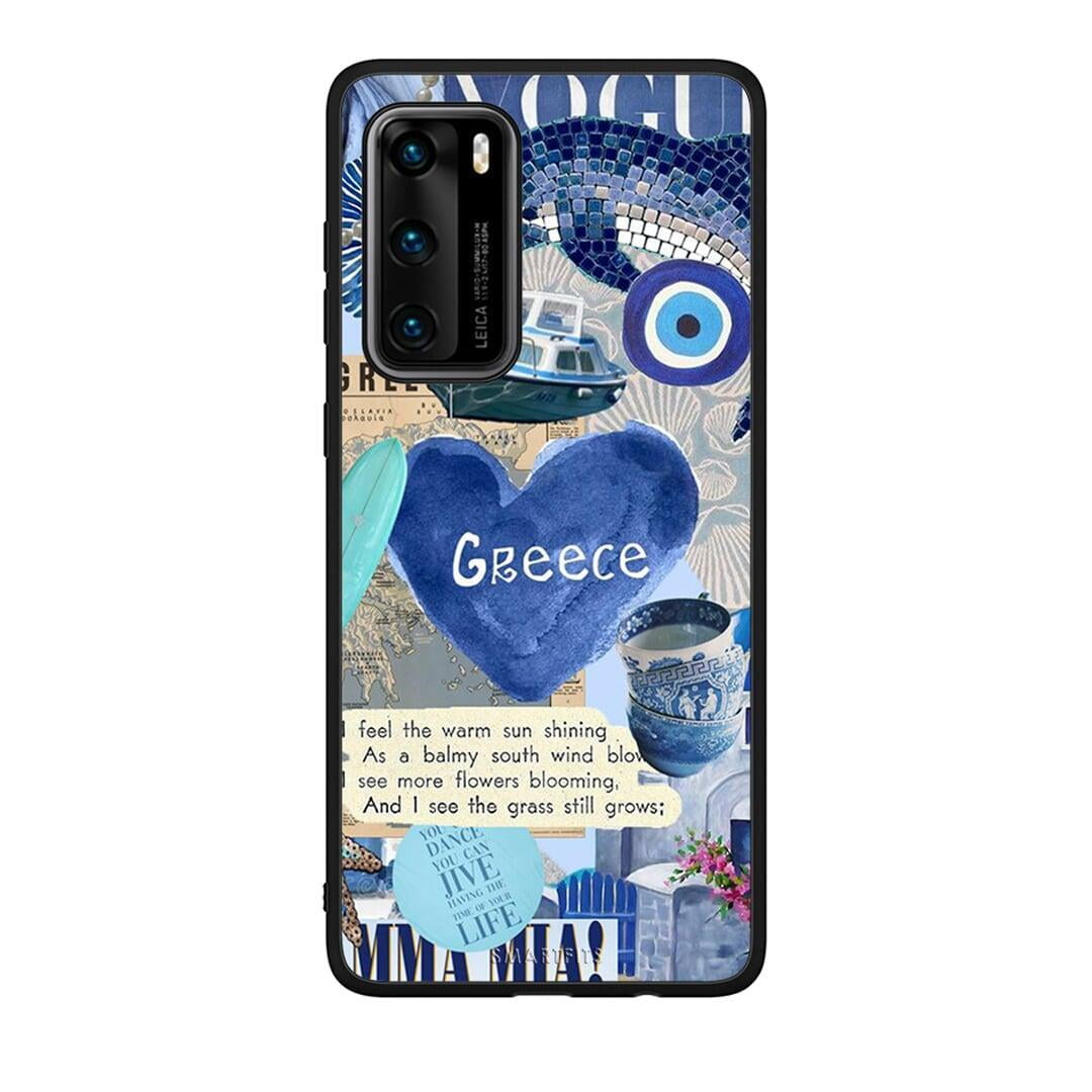 Huawei P40 Summer In Greece Θήκη από τη Smartfits με σχέδιο στο πίσω μέρος και μαύρο περίβλημα | Smartphone case with colorful back and black bezels by Smartfits