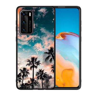 Θήκη Huawei P40 Sky Summer από τη Smartfits με σχέδιο στο πίσω μέρος και μαύρο περίβλημα | Huawei P40 Sky Summer case with colorful back and black bezels