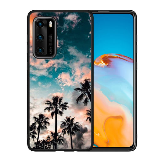 Θήκη Huawei P40 Sky Summer από τη Smartfits με σχέδιο στο πίσω μέρος και μαύρο περίβλημα | Huawei P40 Sky Summer case with colorful back and black bezels