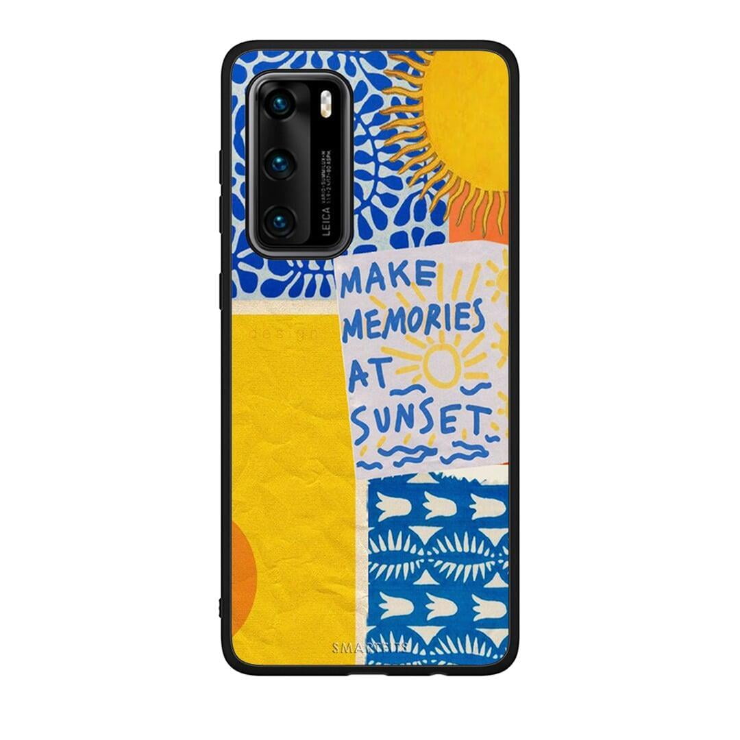 Huawei P40 Sunset Memories Θήκη από τη Smartfits με σχέδιο στο πίσω μέρος και μαύρο περίβλημα | Smartphone case with colorful back and black bezels by Smartfits