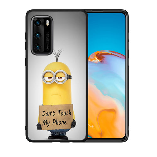 Θήκη Huawei P40 Minion Text από τη Smartfits με σχέδιο στο πίσω μέρος και μαύρο περίβλημα | Huawei P40 Minion Text case with colorful back and black bezels