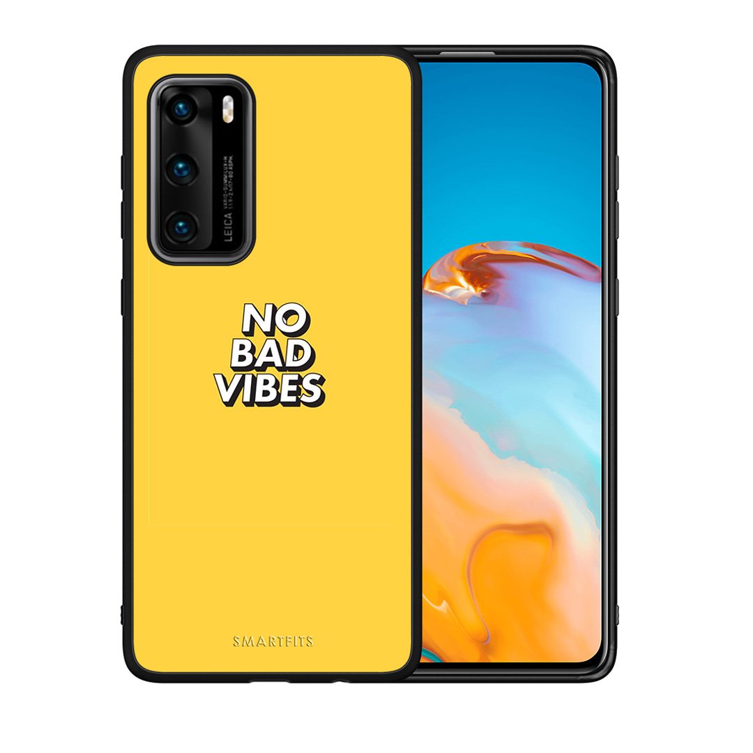 Θήκη Huawei P40 Vibes Text από τη Smartfits με σχέδιο στο πίσω μέρος και μαύρο περίβλημα | Huawei P40 Vibes Text case with colorful back and black bezels