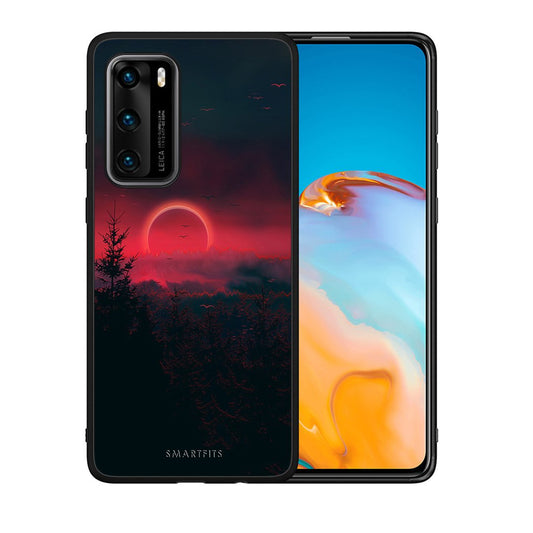Θήκη Huawei P40 Sunset Tropic από τη Smartfits με σχέδιο στο πίσω μέρος και μαύρο περίβλημα | Huawei P40 Sunset Tropic case with colorful back and black bezels