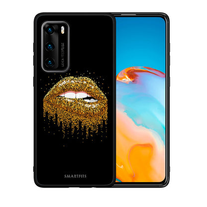 Θήκη Huawei P40 Golden Valentine από τη Smartfits με σχέδιο στο πίσω μέρος και μαύρο περίβλημα | Huawei P40 Golden Valentine case with colorful back and black bezels