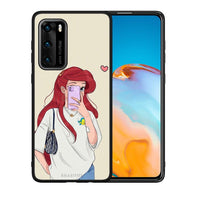 Thumbnail for Θήκη Huawei P40 Walking Mermaid από τη Smartfits με σχέδιο στο πίσω μέρος και μαύρο περίβλημα | Huawei P40 Walking Mermaid case with colorful back and black bezels
