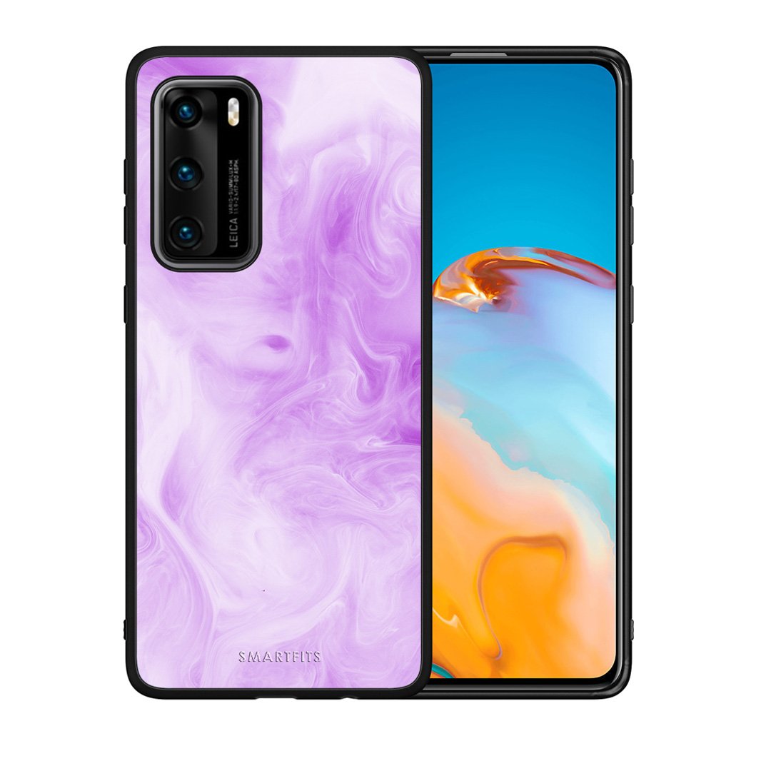 Θήκη Huawei P40 Lavender Watercolor από τη Smartfits με σχέδιο στο πίσω μέρος και μαύρο περίβλημα | Huawei P40 Lavender Watercolor case with colorful back and black bezels