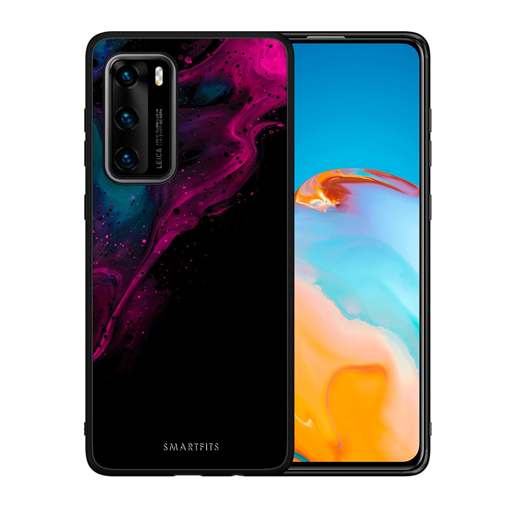 Θήκη Huawei P40 Pink Black Watercolor από τη Smartfits με σχέδιο στο πίσω μέρος και μαύρο περίβλημα | Huawei P40 Pink Black Watercolor case with colorful back and black bezels
