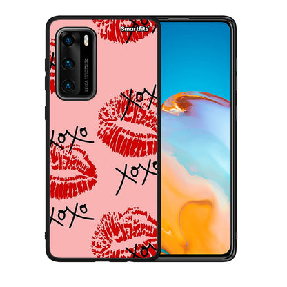 Θήκη Huawei P40 XOXO Lips από τη Smartfits με σχέδιο στο πίσω μέρος και μαύρο περίβλημα | Huawei P40 XOXO Lips case with colorful back and black bezels