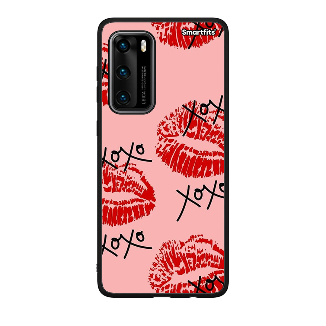 Huawei P40 XOXO Lips θήκη από τη Smartfits με σχέδιο στο πίσω μέρος και μαύρο περίβλημα | Smartphone case with colorful back and black bezels by Smartfits