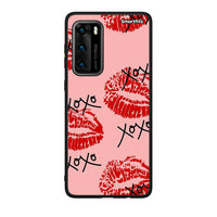 Thumbnail for Huawei P40 XOXO Lips θήκη από τη Smartfits με σχέδιο στο πίσω μέρος και μαύρο περίβλημα | Smartphone case with colorful back and black bezels by Smartfits