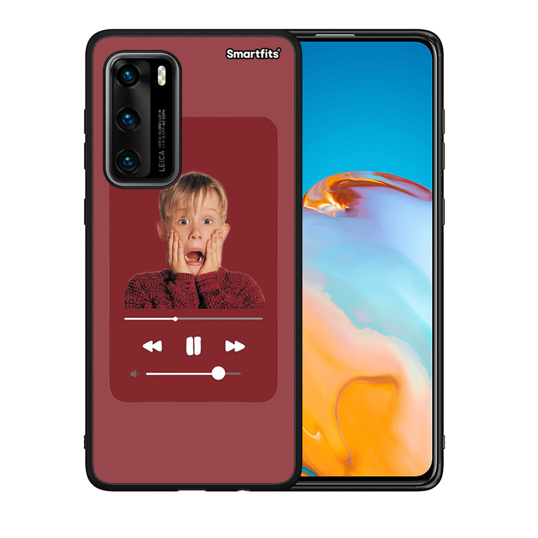 Θήκη Huawei P40 Xmas Alone Music από τη Smartfits με σχέδιο στο πίσω μέρος και μαύρο περίβλημα | Huawei P40 Xmas Alone Music case with colorful back and black bezels