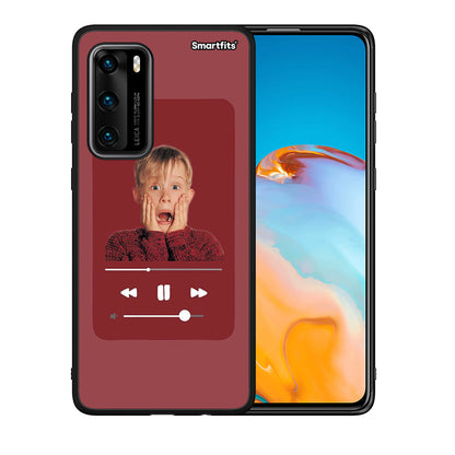 Θήκη Huawei P40 Xmas Alone Music από τη Smartfits με σχέδιο στο πίσω μέρος και μαύρο περίβλημα | Huawei P40 Xmas Alone Music case with colorful back and black bezels