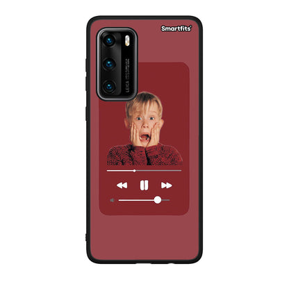 Huawei P40 Xmas Alone Music θήκη από τη Smartfits με σχέδιο στο πίσω μέρος και μαύρο περίβλημα | Smartphone case with colorful back and black bezels by Smartfits