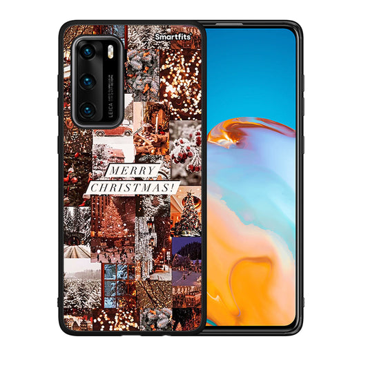 Θήκη Huawei P40 Xmas Collage από τη Smartfits με σχέδιο στο πίσω μέρος και μαύρο περίβλημα | Huawei P40 Xmas Collage case with colorful back and black bezels