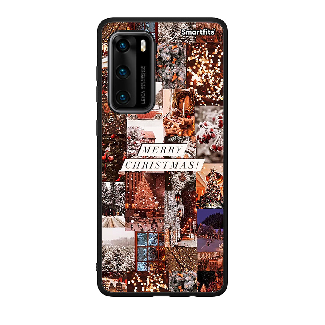 Huawei P40 Xmas Collage θήκη από τη Smartfits με σχέδιο στο πίσω μέρος και μαύρο περίβλημα | Smartphone case with colorful back and black bezels by Smartfits