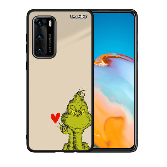 Θήκη Huawei P40 Xmas Grinch από τη Smartfits με σχέδιο στο πίσω μέρος και μαύρο περίβλημα | Huawei P40 Xmas Grinch case with colorful back and black bezels