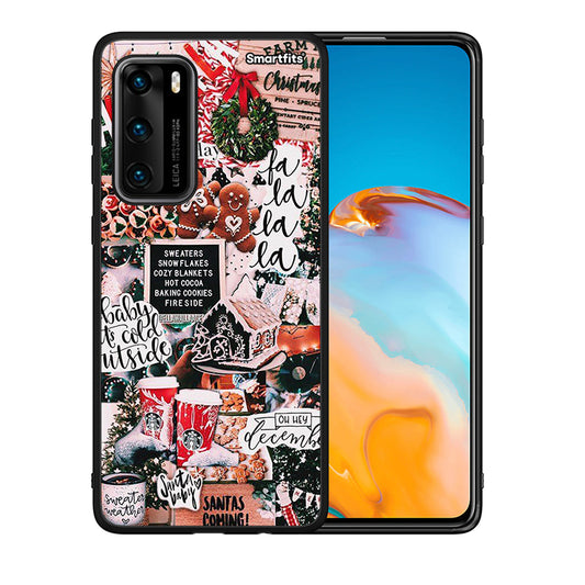 Θήκη Huawei P40 Xmas Habbits από τη Smartfits με σχέδιο στο πίσω μέρος και μαύρο περίβλημα | Huawei P40 Xmas Habbits case with colorful back and black bezels
