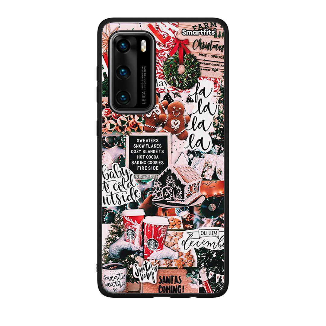 Huawei P40 Xmas Habbits θήκη από τη Smartfits με σχέδιο στο πίσω μέρος και μαύρο περίβλημα | Smartphone case with colorful back and black bezels by Smartfits