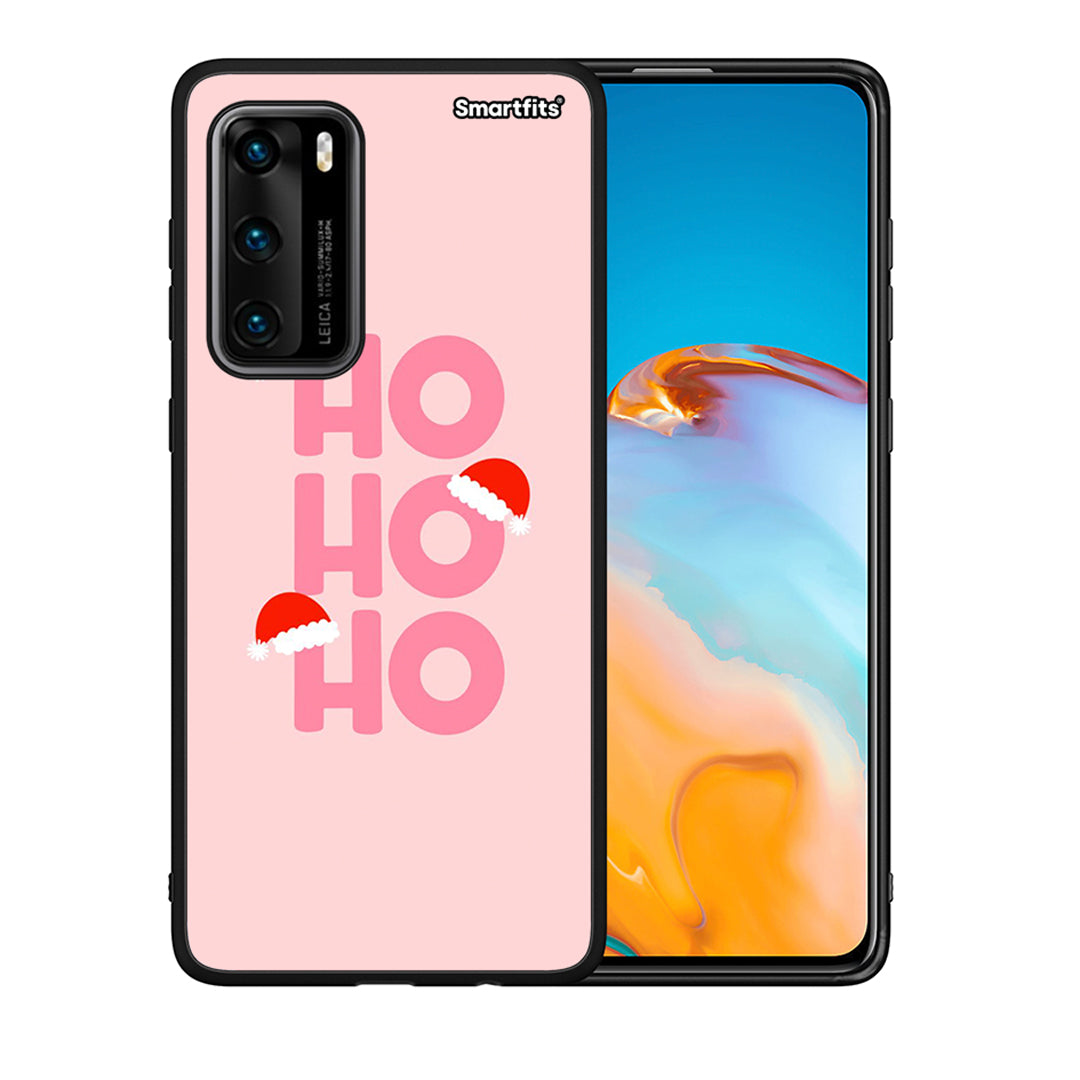 Θήκη Huawei P40 Xmas Ho Ho Ho από τη Smartfits με σχέδιο στο πίσω μέρος και μαύρο περίβλημα | Huawei P40 Xmas Ho Ho Ho case with colorful back and black bezels