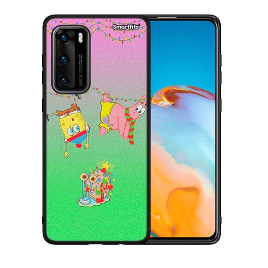 Θήκη Huawei P40 Xmas Lights από τη Smartfits με σχέδιο στο πίσω μέρος και μαύρο περίβλημα | Huawei P40 Xmas Lights case with colorful back and black bezels