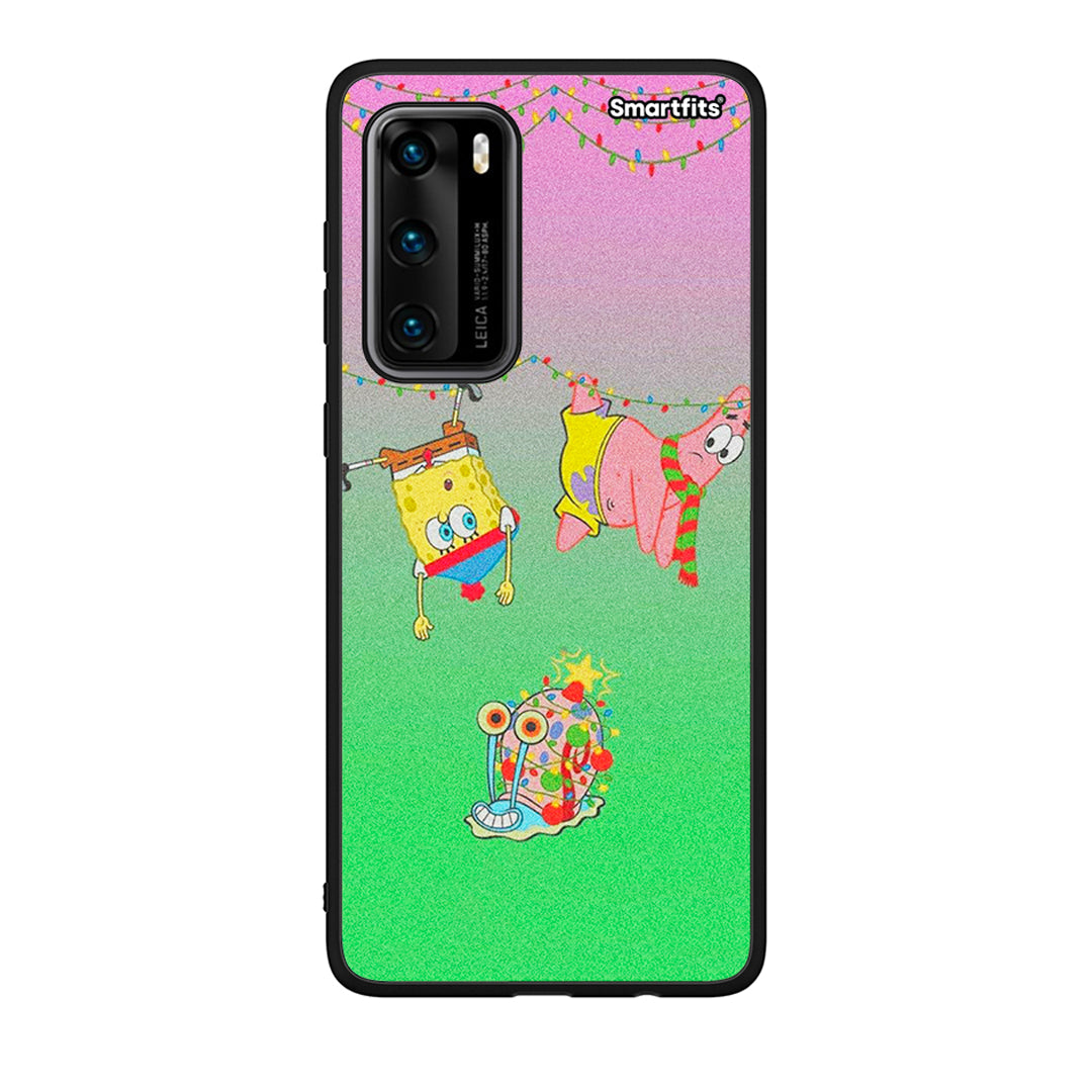 Huawei P40 Xmas Lights θήκη από τη Smartfits με σχέδιο στο πίσω μέρος και μαύρο περίβλημα | Smartphone case with colorful back and black bezels by Smartfits