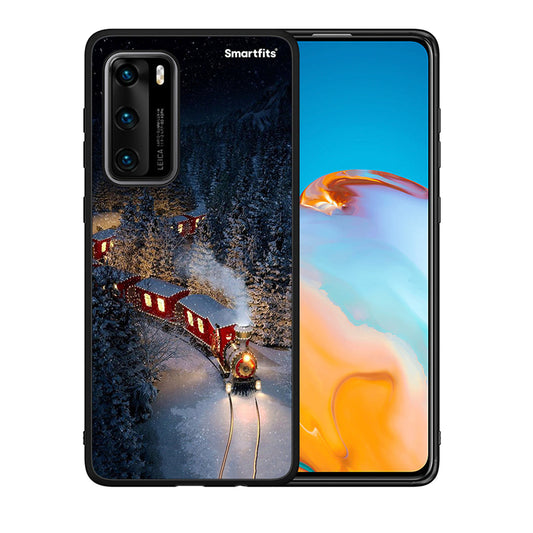 Θήκη Huawei P40 Xmas Train από τη Smartfits με σχέδιο στο πίσω μέρος και μαύρο περίβλημα | Huawei P40 Xmas Train case with colorful back and black bezels