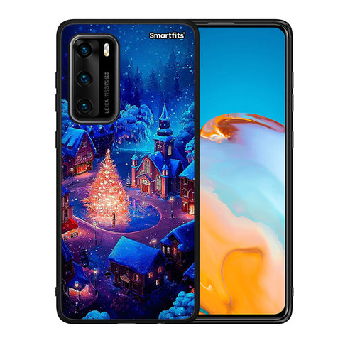 Θήκη Huawei P40 Xmas Village από τη Smartfits με σχέδιο στο πίσω μέρος και μαύρο περίβλημα | Huawei P40 Xmas Village case with colorful back and black bezels