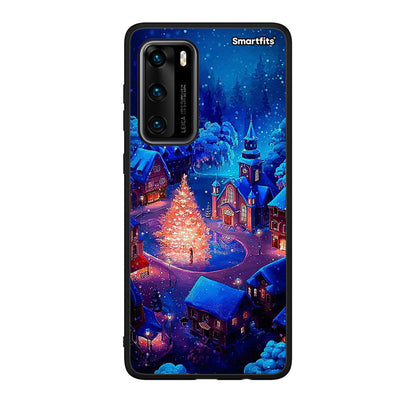 Huawei P40 Xmas Village θήκη από τη Smartfits με σχέδιο στο πίσω μέρος και μαύρο περίβλημα | Smartphone case with colorful back and black bezels by Smartfits