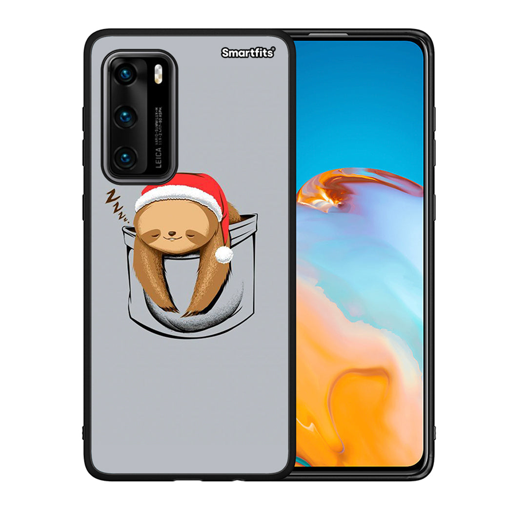 Θήκη Huawei P40 Xmas Zzzz από τη Smartfits με σχέδιο στο πίσω μέρος και μαύρο περίβλημα | Huawei P40 Xmas Zzzz case with colorful back and black bezels