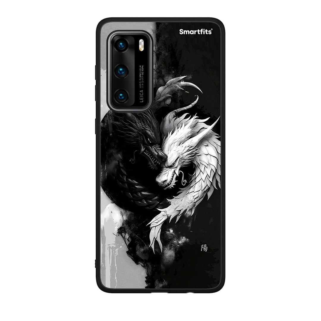 Huawei P40 Yin Yang Θήκη από τη Smartfits με σχέδιο στο πίσω μέρος και μαύρο περίβλημα | Smartphone case with colorful back and black bezels by Smartfits