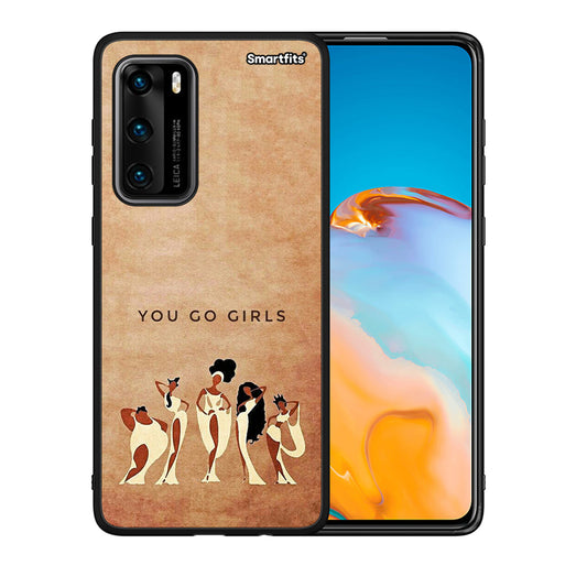 Θήκη Huawei P40 You Go Girl από τη Smartfits με σχέδιο στο πίσω μέρος και μαύρο περίβλημα | Huawei P40 You Go Girl case with colorful back and black bezels
