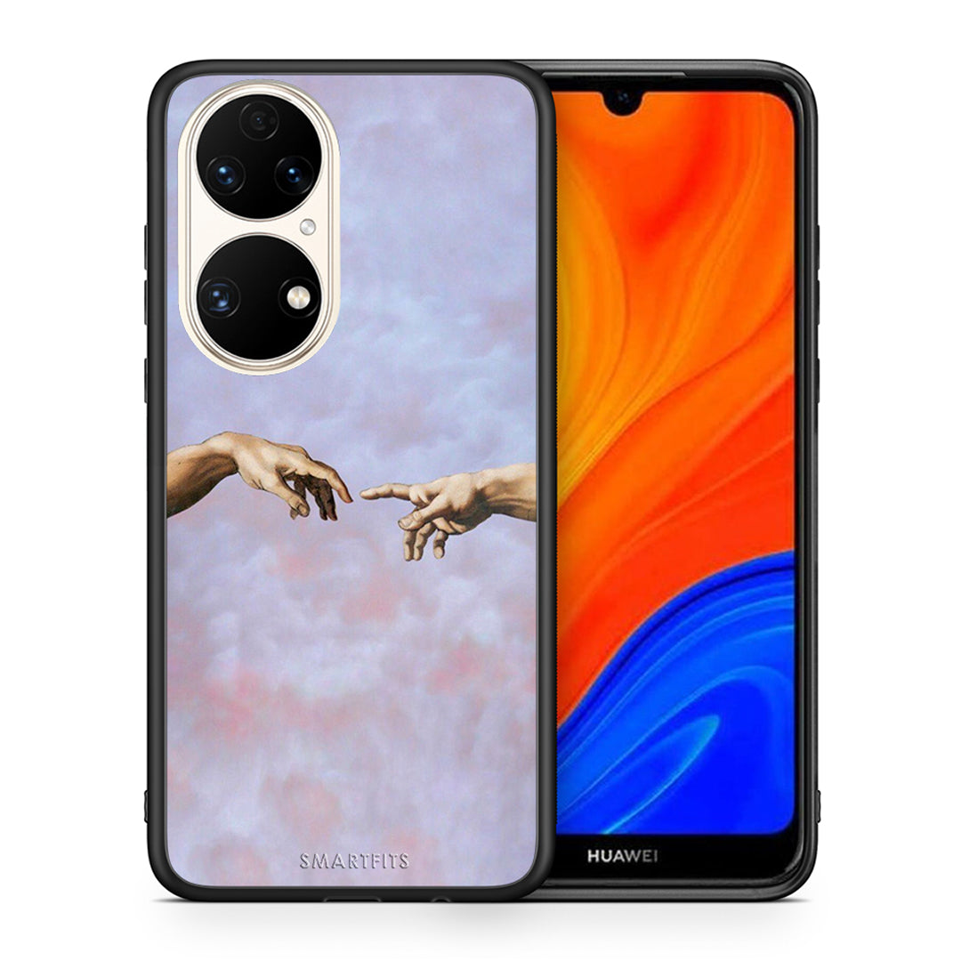 Θήκη Huawei P50 Adam Hand από τη Smartfits με σχέδιο στο πίσω μέρος και μαύρο περίβλημα | Huawei P50 Adam Hand case with colorful back and black bezels