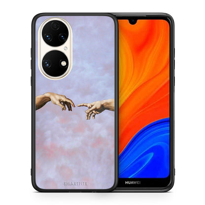 Θήκη Huawei P50 Adam Hand από τη Smartfits με σχέδιο στο πίσω μέρος και μαύρο περίβλημα | Huawei P50 Adam Hand case with colorful back and black bezels