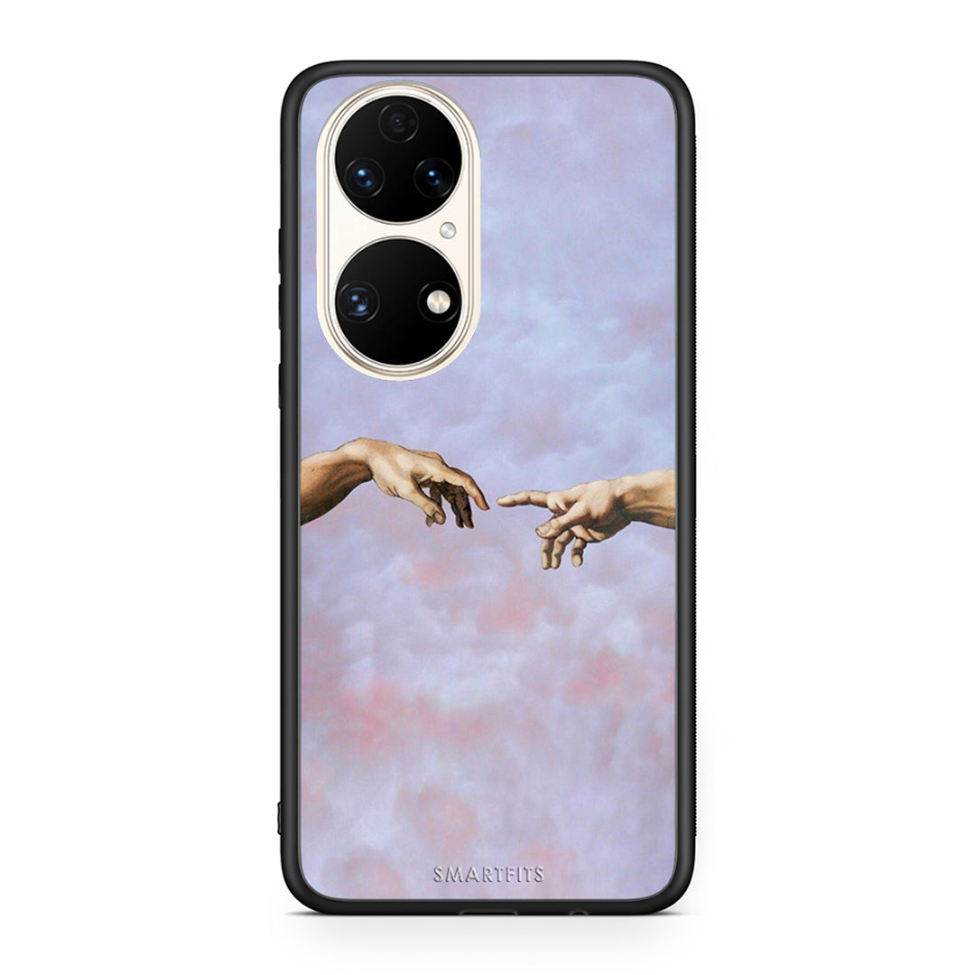 Huawei P50 Adam Hand θήκη από τη Smartfits με σχέδιο στο πίσω μέρος και μαύρο περίβλημα | Smartphone case with colorful back and black bezels by Smartfits