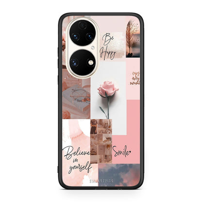 Huawei P50 Aesthetic Collage θήκη από τη Smartfits με σχέδιο στο πίσω μέρος και μαύρο περίβλημα | Smartphone case with colorful back and black bezels by Smartfits