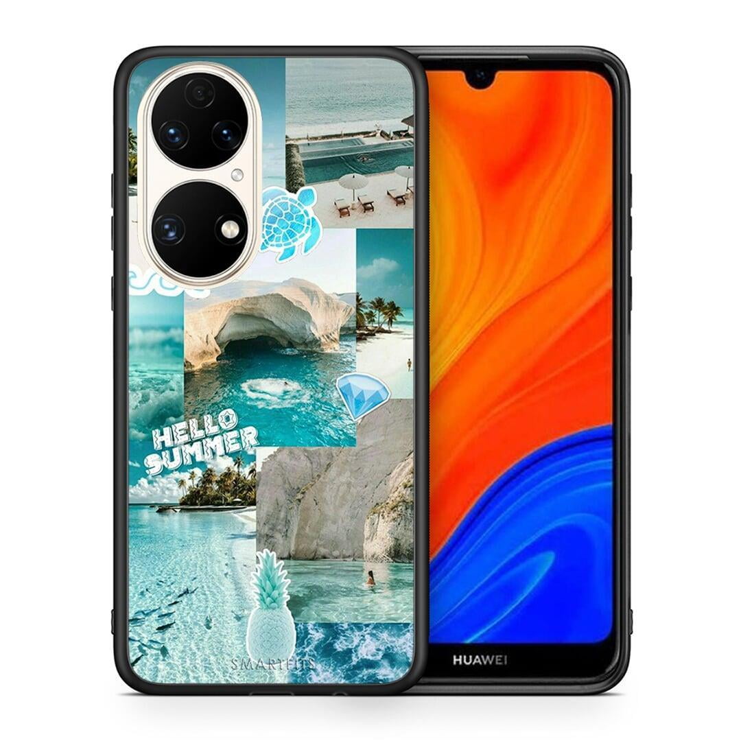 Θήκη Huawei P50 Aesthetic Summer από τη Smartfits με σχέδιο στο πίσω μέρος και μαύρο περίβλημα | Huawei P50 Aesthetic Summer case with colorful back and black bezels