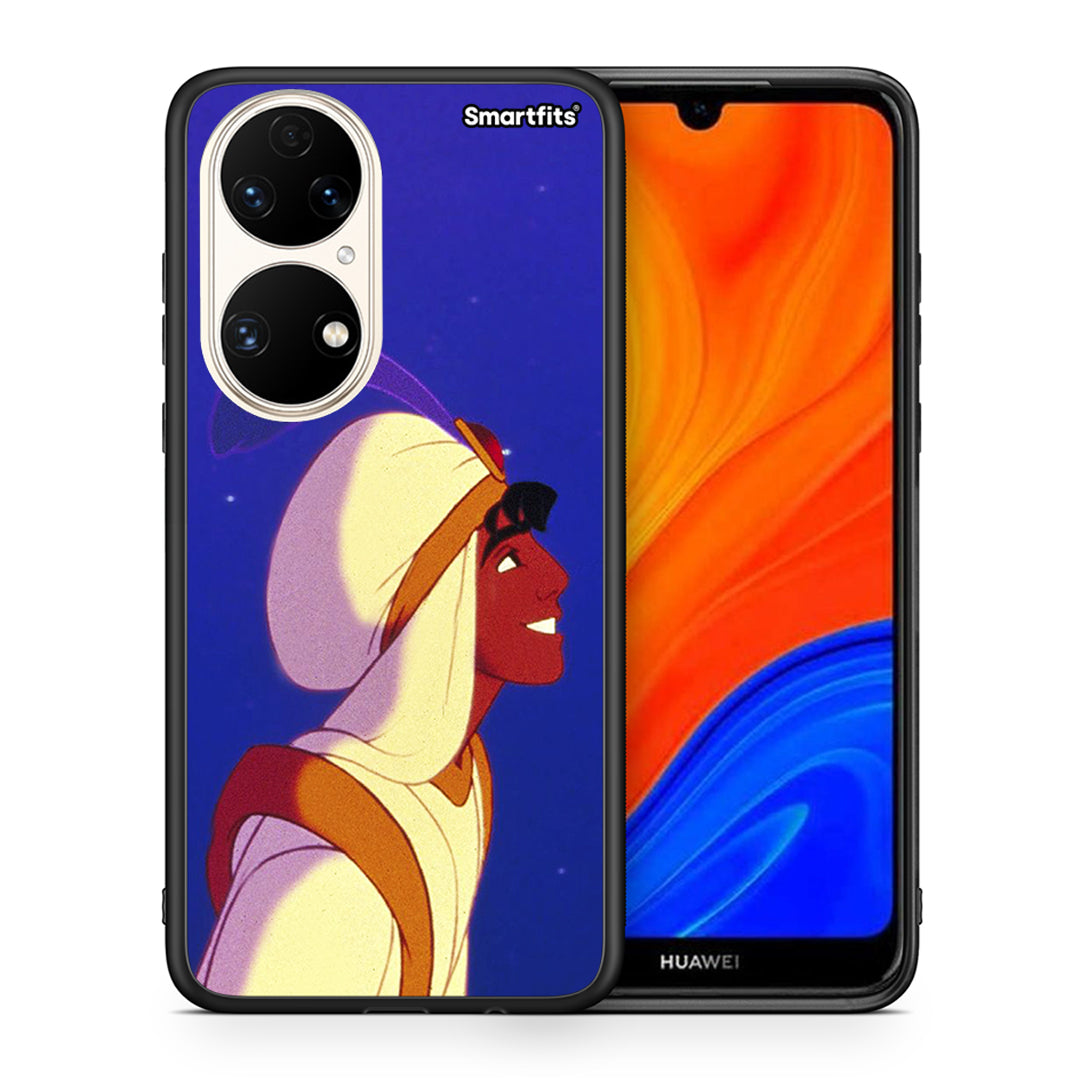 Θήκη Huawei P50 Alladin And Jasmine Love 1 από τη Smartfits με σχέδιο στο πίσω μέρος και μαύρο περίβλημα | Huawei P50 Alladin And Jasmine Love 1 case with colorful back and black bezels