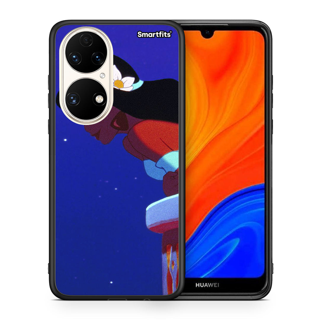 Θήκη Huawei P50 Alladin And Jasmine Love 2 από τη Smartfits με σχέδιο στο πίσω μέρος και μαύρο περίβλημα | Huawei P50 Alladin And Jasmine Love 2 case with colorful back and black bezels