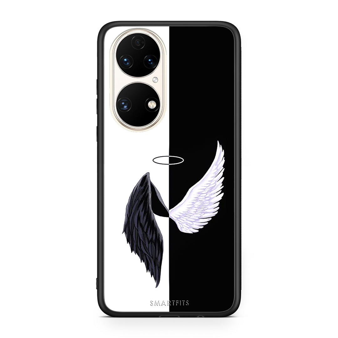 Huawei P50 Angels Demons θήκη από τη Smartfits με σχέδιο στο πίσω μέρος και μαύρο περίβλημα | Smartphone case with colorful back and black bezels by Smartfits
