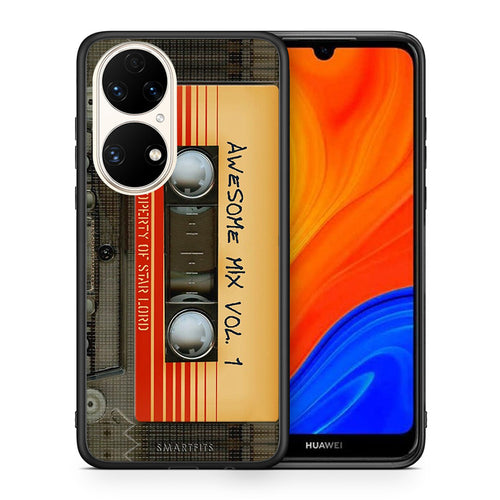 Θήκη Huawei P50 Awesome Mix από τη Smartfits με σχέδιο στο πίσω μέρος και μαύρο περίβλημα | Huawei P50 Awesome Mix case with colorful back and black bezels