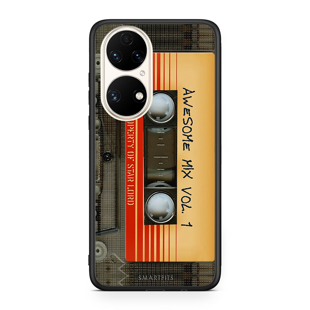 Huawei P50 Awesome Mix θήκη από τη Smartfits με σχέδιο στο πίσω μέρος και μαύρο περίβλημα | Smartphone case with colorful back and black bezels by Smartfits